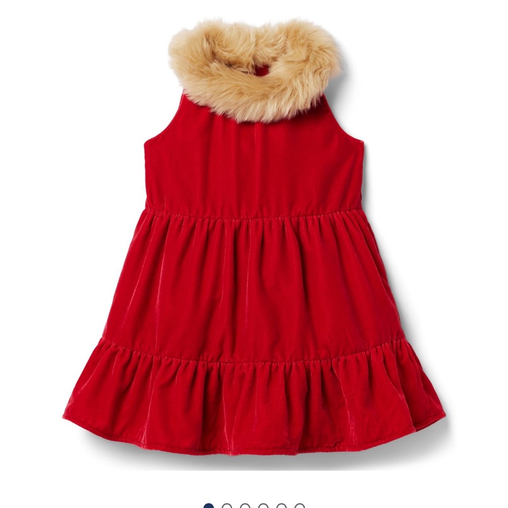 Janie and Jack VELVET FAUX FUR COLLARED DRESS